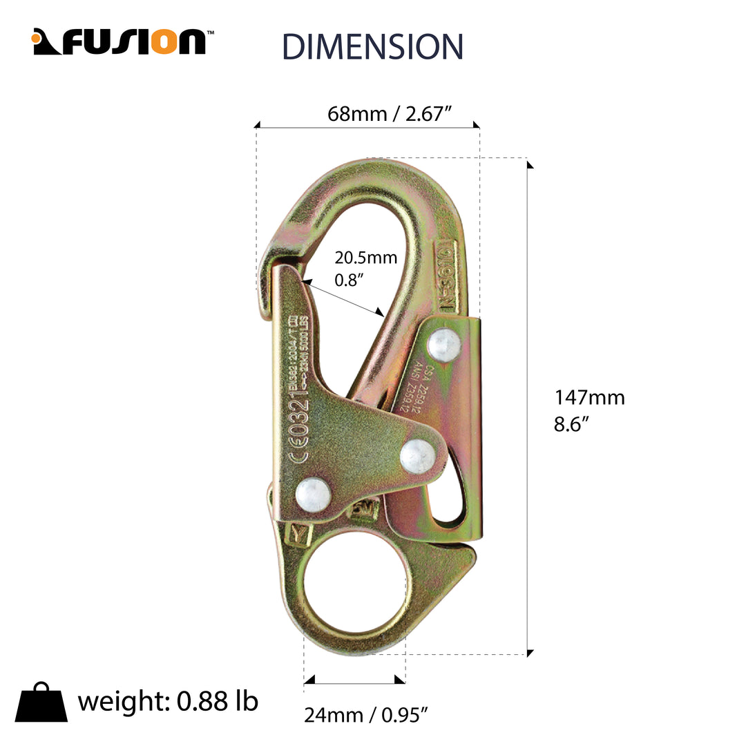 Maxi-2 Steel Snap Hook - Cadmium Finish | Fusion Climb