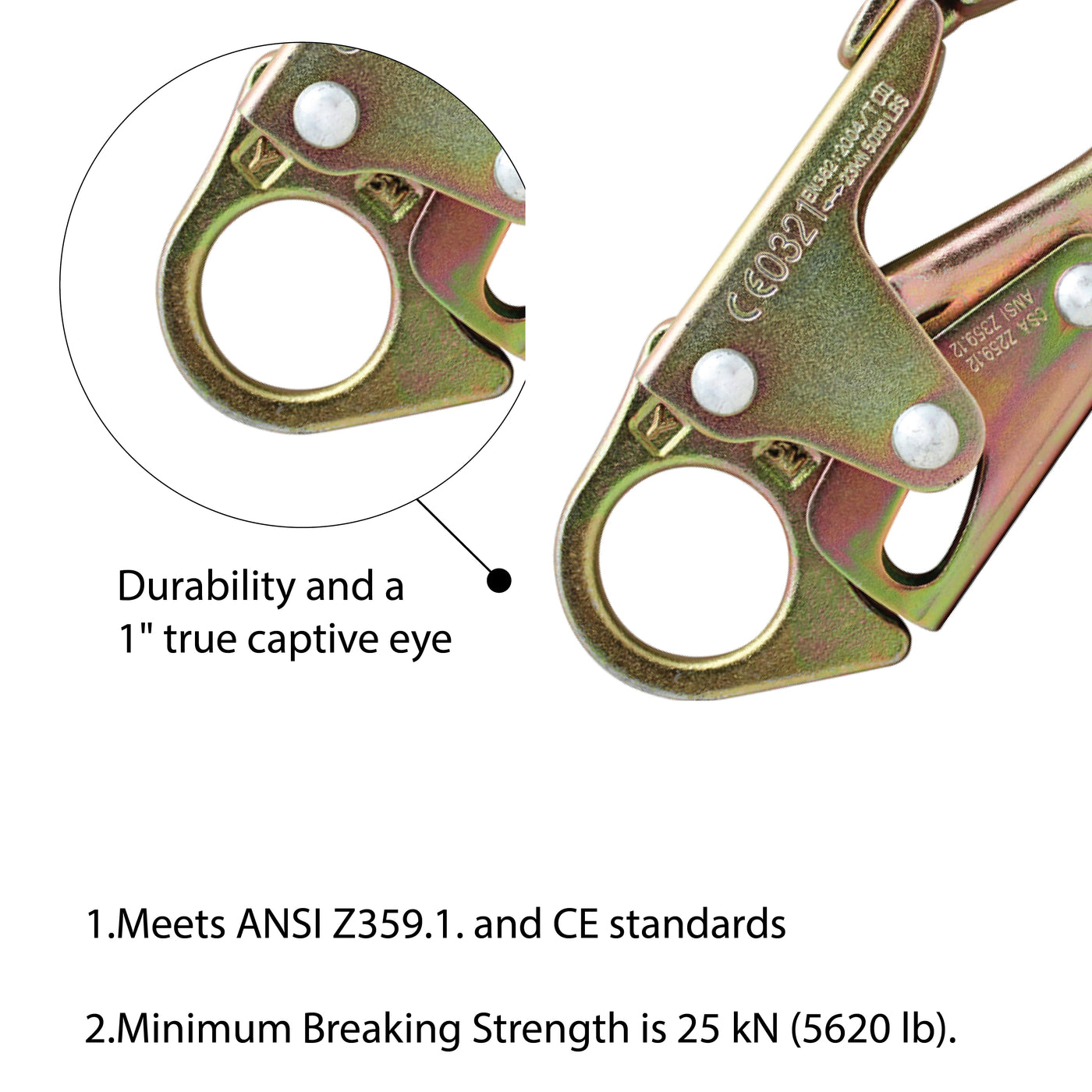 Snap Hook - Maxi-2 Steel with Key Nose Carabiners Cadmium finish