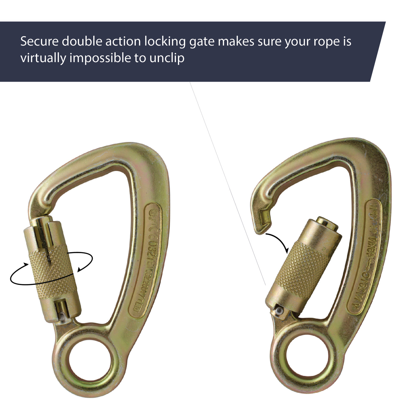 Auto-Lock Captive Eye Carabiner - Liberty Steel CLiberty Auto-Lock Captive Eye Carabiner - Steelarabiner with Locking Gate