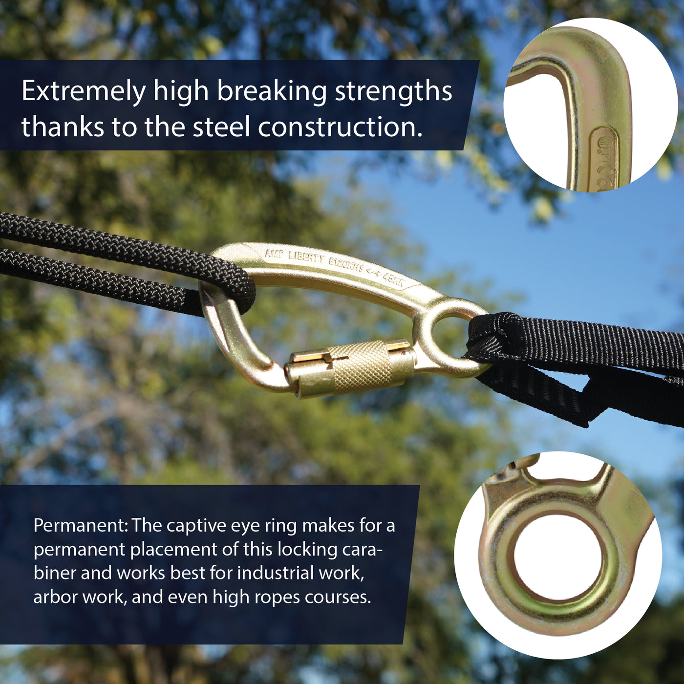 Liberty Auto-Lock Captive Eye Carabiner - Steel