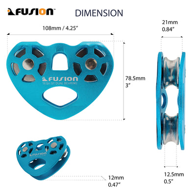 Tesa Speed Aluminum Zip Line Blue Trolley Pulley