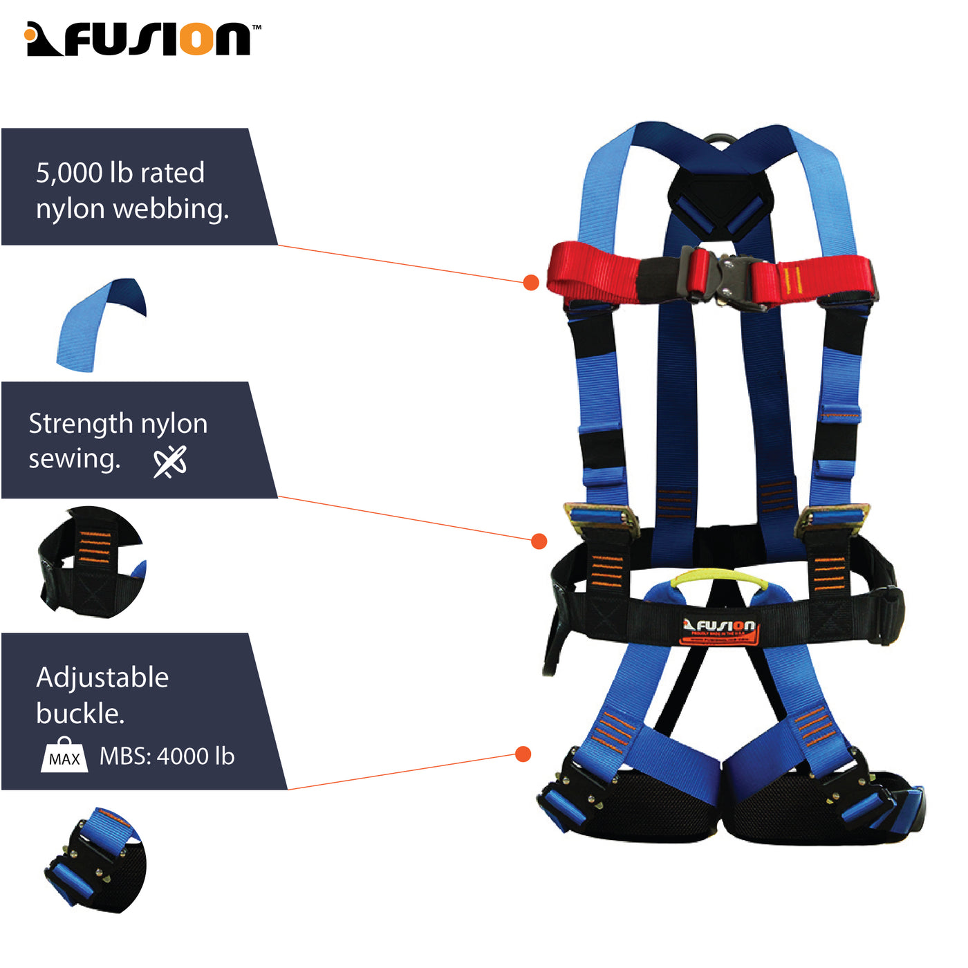 Streak Racer Full Body Harness With Quick Release Legs - Blue