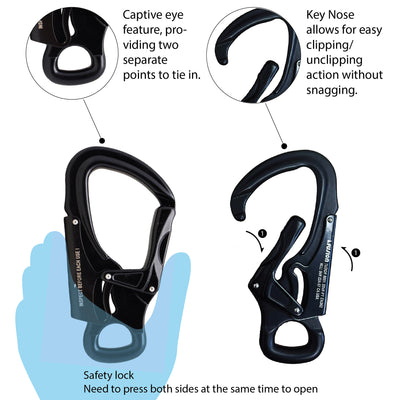 Tudor Flat Loop Aluminum Snap Hook Carabiner - Black