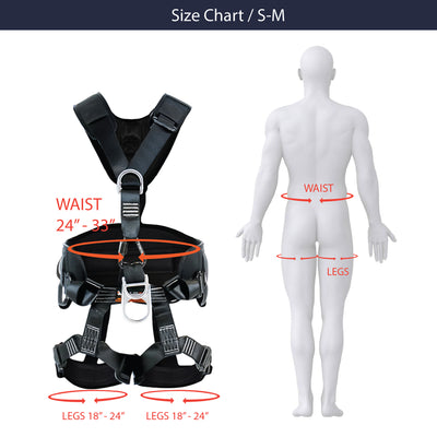 TAC-RESCUE Steel Hardware Full Body Harness - Black