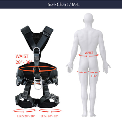 TAC-RESCUE Steel Hardware Full Body Harness - Black