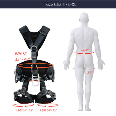 TAC-RESCUE Steel Hardware Full Body Harness - Black