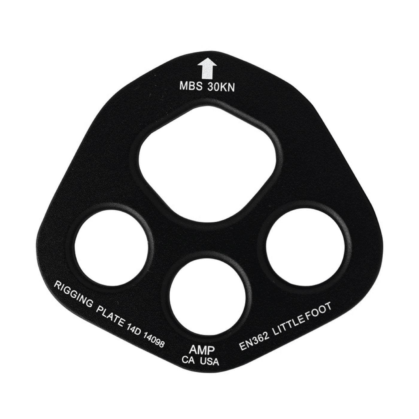 4 Hole Rigging Plate - Little Foot Aluminum BLK/ORG for Multiple Attachment 