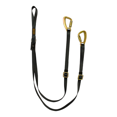 Y-Leg Adjustable Lanyard With Hitched Loop and Auto Lock Carabiner - Black