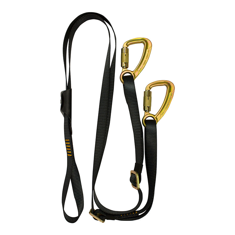 Y-Leg Adjustable Lanyard With Hitched Loop and Auto Lock Carabiner - Black