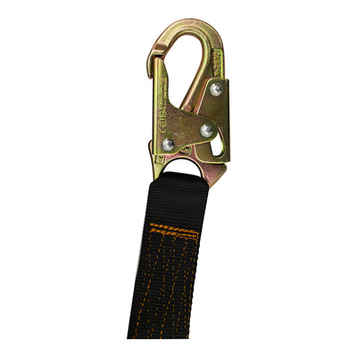 Shock Absorbing Lanyard With Steel Snap Hook & Hitched Loop - Black