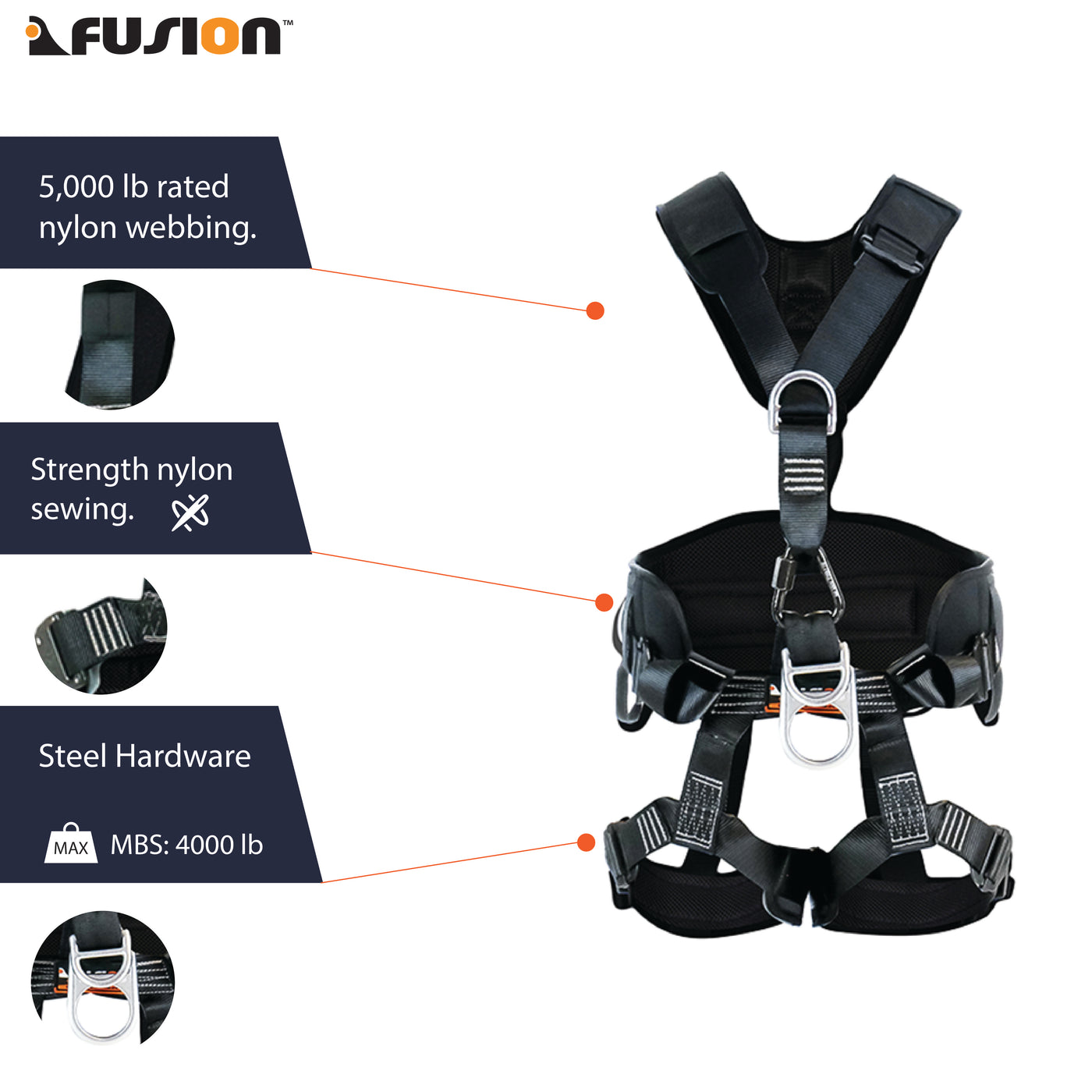 TAC-RESCUE Steel Hardware Full Body Harness - Black