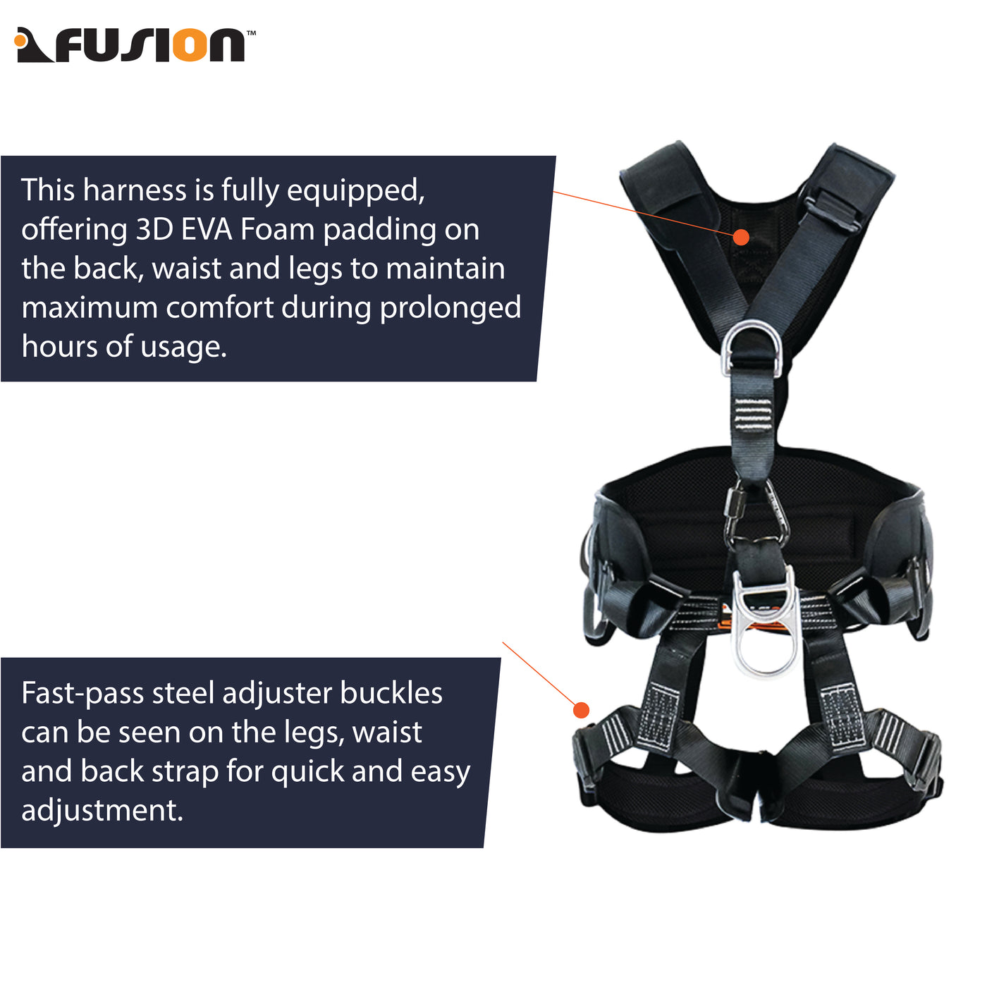 TAC-RESCUE Steel Hardware Full Body Harness - Black