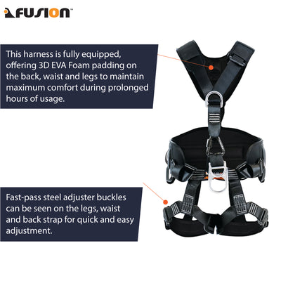 TAC-RESCUE Steel Hardware Full Body Harness - Black
