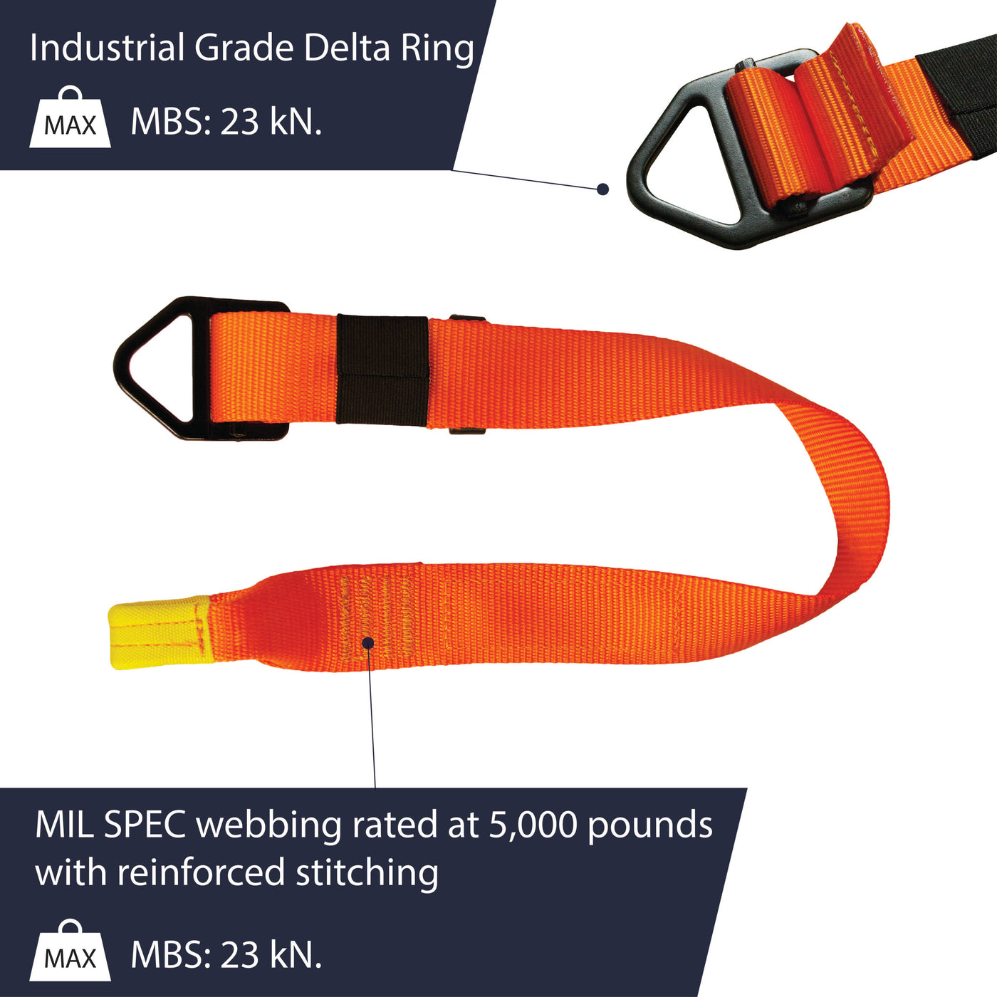 Specialty Lanyard Adjustable ORG with Loop and Delta Ring.